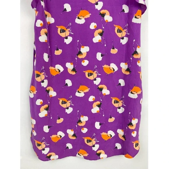 Equipment Lorainna 100% Silk Floral Printed Mini Dress, Dahlia Purple - Size L - Picture 9 of 12